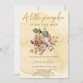 Kleiner Kürbis ist unterwegs Baby Dusche Einladung (Vorderseite)