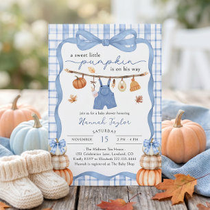 Kleiner Kürbis-Jungen-Kleidung Herbst-Baby-Party Einladung
