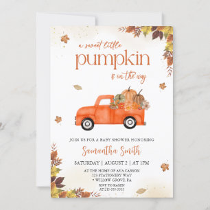Kleiner Kürbis Lastwagen Herbst Babyparty Einladung