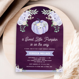 Kleiner Kürbis Lavendel Rose Pflaume Babyparty Einladung