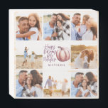 kleiner Kürbis lila rosa Blumenvielfalt Foto Holzkisten Schild<br><div class="desc">kleiner Kürbis Geburtstag moderne rosa und lila Foto Collage Design. Modernes Skripttextdesign. Teil einer Sammlung.</div>