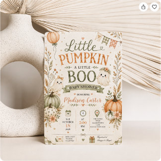 Kleiner Kürbis Little Boo Halloween-Baby-Party Einladung
