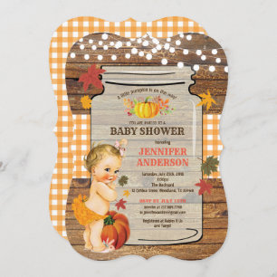 Kleiner Kürbis Mädchen Duscheinladung Retro Einladung