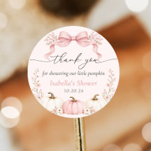 Kleiner Kürbis mit rosa Schleife Baby Shower Aufkl