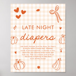 Kleiner Kürbis nächtliche Windeln Baby Shower Spie Poster