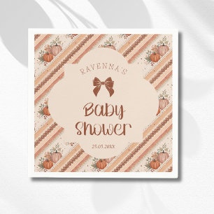Kleiner Kürbis Orange Gestreifter Bogen Baby Showe Serviette