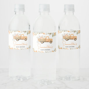 Kleiner Kürbis Orange Lastwagen Herbst Baby Shower Wasserflaschenetikett