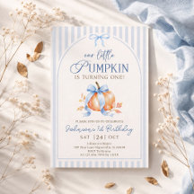 Kleiner Kürbis Pastell Blaues Schleife Herbst Gebu