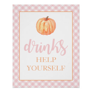 Kleiner Kürbis Pastell Rosa Herbst Geburtstagsgetr Poster
