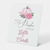 Kleiner Kürbis Rosa Fall Rustikale Babydusche Sockelschild (Vorderseite)