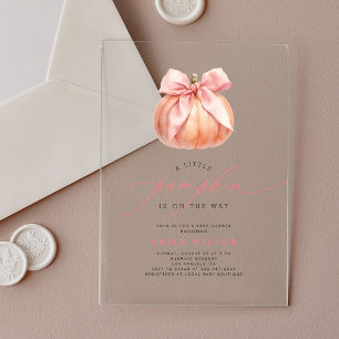 Kleiner Kürbis rosa Schleife Mädchen Baby Shower Acryleinladungen