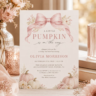 Kleiner Kürbis Rosa Schleife Mädchen Baby Shower Einladung