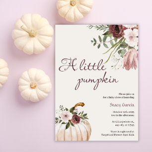 Kleiner Kürbis Rustikale Floral Fall Babydusche Einladung