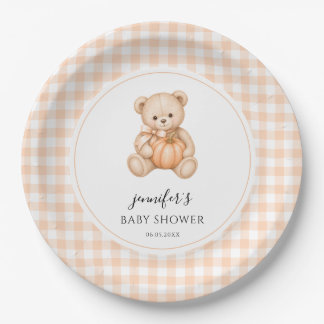 Kleiner Kürbis-Teddy Geschlechtsneutrale Babyparty Pappteller