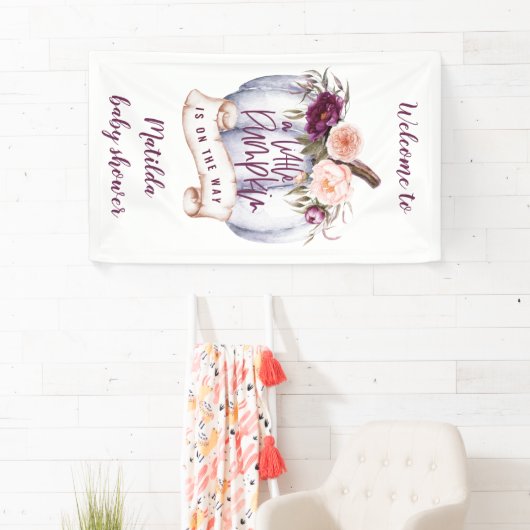 Kleiner Kürbis Wasserfarbenfall Babydusche Party b Banner (Insitu)