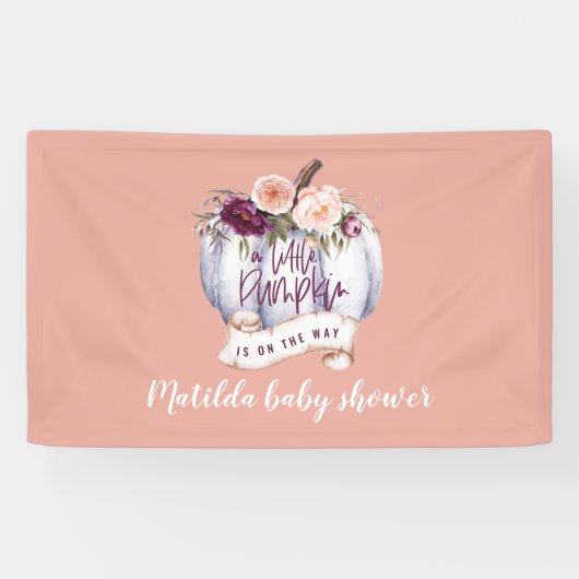 Kleiner Kürbis Wasserfarbenfall Babydusche Party Banner (Horizontal)
