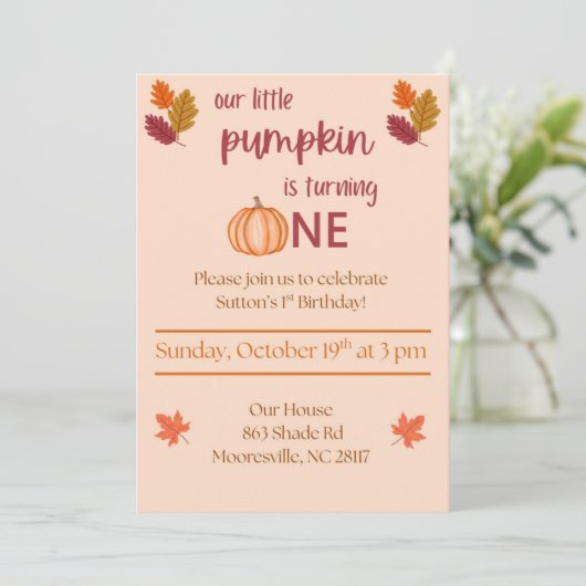 kleiner Kürbis wird eins Einladung (Stehend Vorderseite)