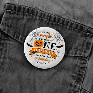 Kleiner Kürbis wird Eins Halloween 1. Geburtstag Button