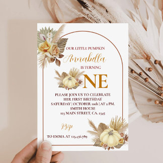 Kleiner Kürbis zum 1. Geburtstag Einladung