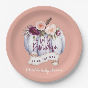 Kleiner Kürbisfall Baby Dusche Einladung Pappteller