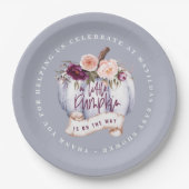 Kleiner Kürbisfall Babydusche lila Pappteller (Vorderseite)