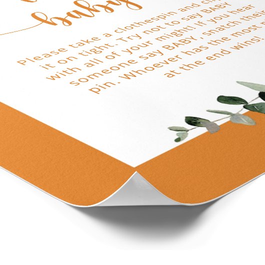 Kleiner Kürbisfall Sag kein Babyposter Poster (Ecke)