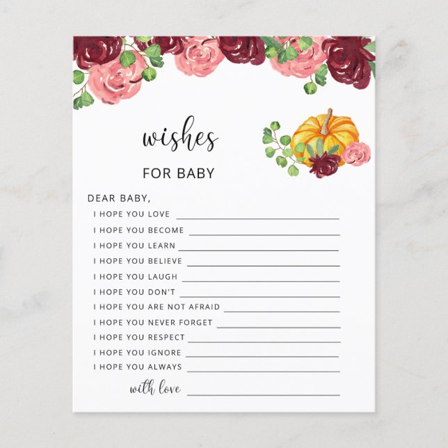 Kleiner Kürbisfall Wünsche für das Baby (Vorderseite)