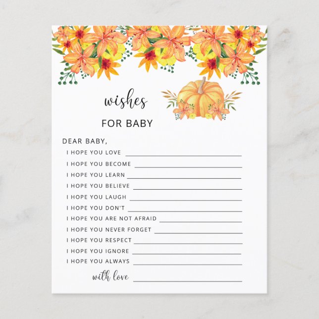 Kleiner Kürbisfall Wünsche für das Baby (Vorderseite)