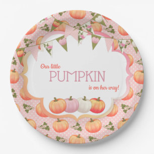 Kleiner Kürbisfeld Mädchen Baby Shower Pink Pfirsi Pappteller