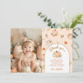 Kleiner Kürbisgeburtstag Foto Dankeschön Karte (Stehend Vorderseite)