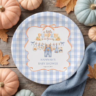 Kleiner Kürbisjunge Herbst-Baby-Party Pappteller
