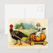 Kleiner Kürbiskoch mit großem Truthahn Vintag Postkarte (Vorne/Hinten)