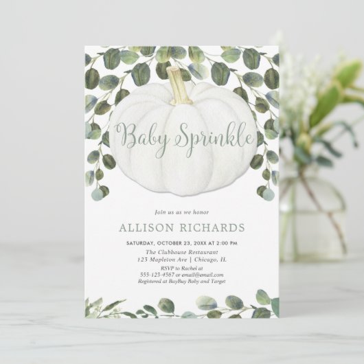 Kleiner Kürbiskugel geschlechtsneutral Einladung (Stehend Vorderseite)