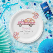 Kleiner Kürbispink Babydusche Foto Hintergrund Pappteller (Party)