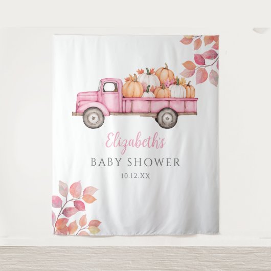 Kleiner Kürbispink Babydusche Foto Hintergrund Wandteppich (Vorderseite)