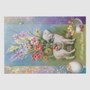 KLEINER LAMB, OSTERE EIER MIT BLUME SEIDENPAPIER
