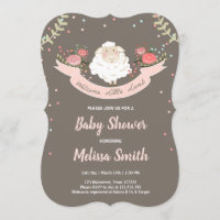 Kleiner Lamm Babyparty-Einladungs-Rosa-Frühling