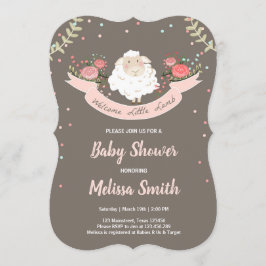 Kleiner Lamm Babyparty-Einladungs-Rosa-Frühling Einladung