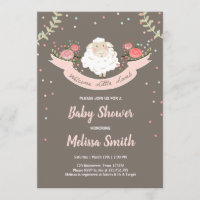 Kleiner Lamm Babyparty-Einladungs-Rosa-Frühling