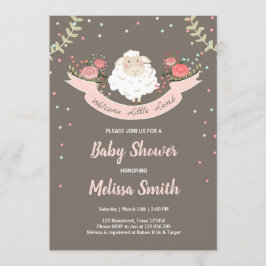 Kleiner Lamm Babyparty-Einladungs-Rosa-Frühling Einladung