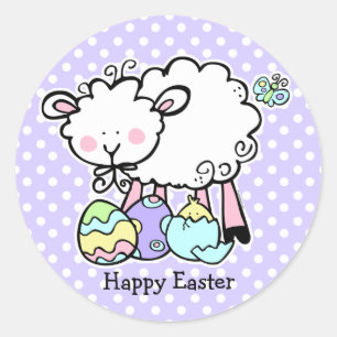 Kleiner Lamm-Ostern-Aufkleber Runder Aufkleber