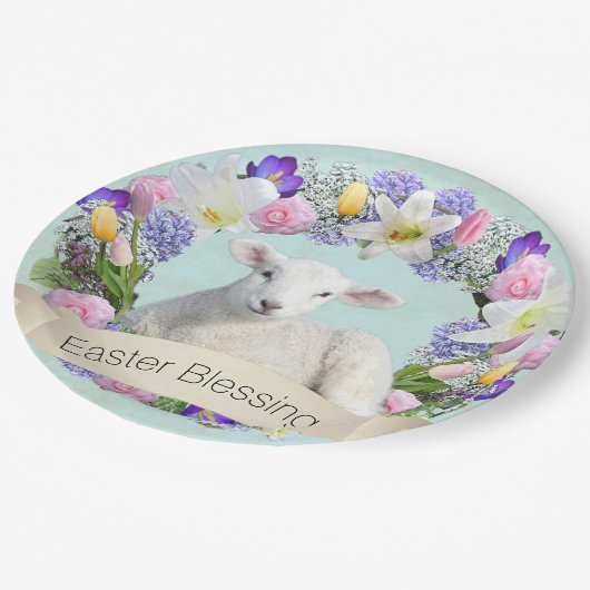 Kleiner Lamm-Ostern-Pappteller Pappteller (Schrägansicht)