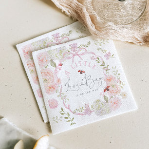 Kleiner Liebeskäfer Wildblume Rosa Schleife Baby S Serviette