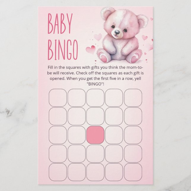 Kleiner Liebling Baby Shower Bingo Spiel (Vorderseite)