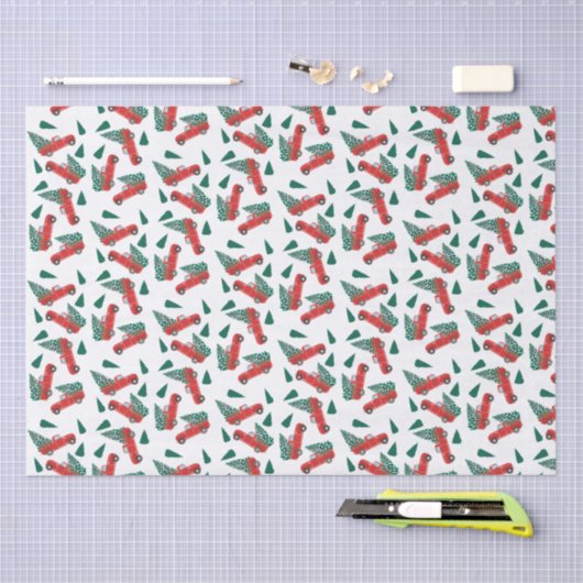 Kleiner Lieferwagen Truck Weihnachtsbaum Muster Ro Seidenpapier (Handwerk)