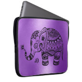 Kleiner Lila Hintergrund Black Tribal Elephant Laptopschutzhülle (Vorne Rechts)