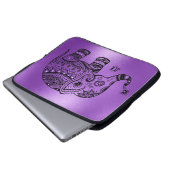Kleiner Lila Hintergrund Black Tribal Elephant Laptopschutzhülle (Vorne Knopf)