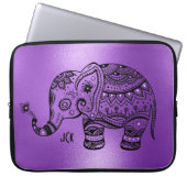 Kleiner Lila Hintergrund Black Tribal Elephant Laptopschutzhülle (Vorderseite)