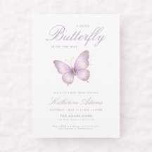 Kleiner lila Schmetterling auf dem Weg Baby Shower