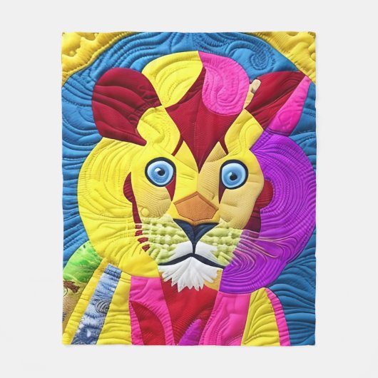 Kleiner Lion Cub quilt like Design Fleecedecke (Vorderseite)